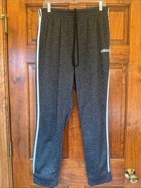 adidas Youth Gray Heather Joggers-Soft/Light Fleece Inside & Triple Side Stripes
